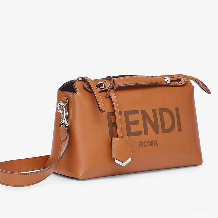 Cheap Way In Calf Fendi Medium Brown Bag Logo The By Leather ROMA Boston 0819